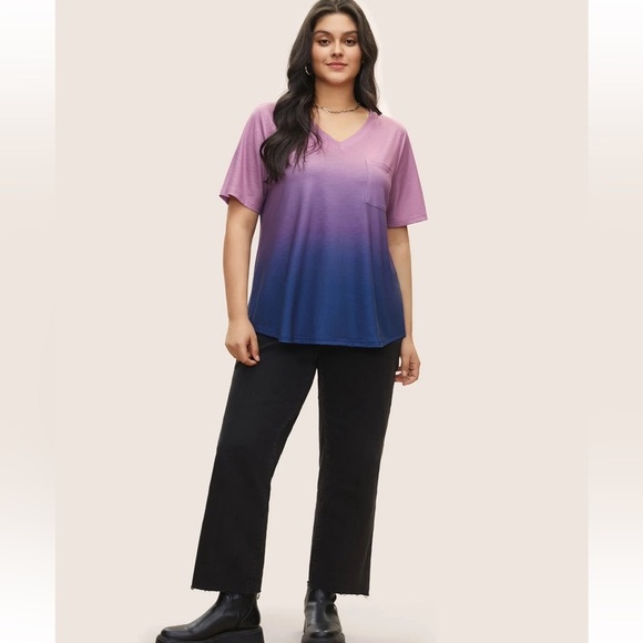 BloomChic Plus Size 2XL  Contrast Patched Pocket T-shirt us18-20 - Picture 4 of 7